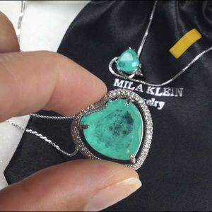 Heart Necklace Colombian Emerald Fusion Gemstone